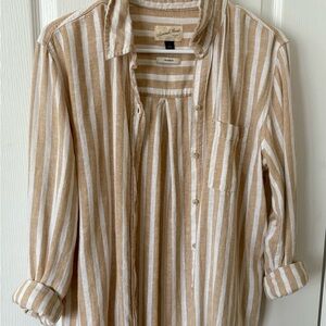 Universal Thread Beige and White Striped Shirt